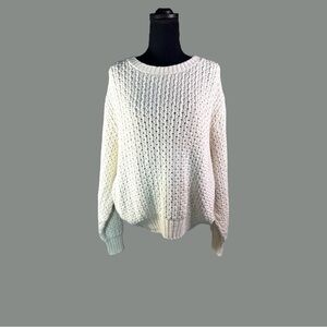 Woolrich Cream Cable Knit Crew Neck Sweater Size Large